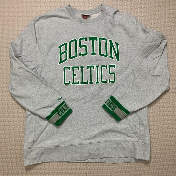 Mitchell & Ness Boston Celtics Crewneck Sweatshirt 3XL NBA Gray Green Stitched - Picture 1 of 9
